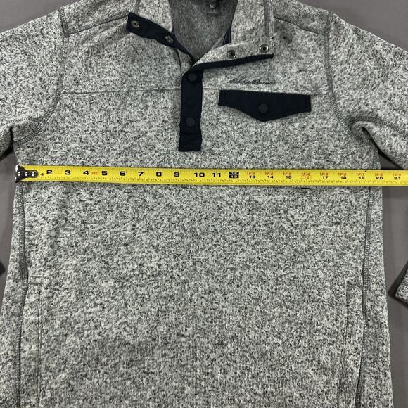 Eddie Bauer Sweater Heather Gray 1/4 Snap Button Pullover Men's Medium - Picture 4 of 7